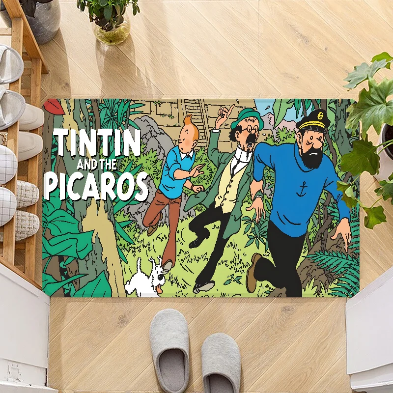 The Adventures of Tintins Door Mat Entrance Non-slip Doormat Washable Kitchen Carpet Hallway Rugs Bathroom Bath Door Mats