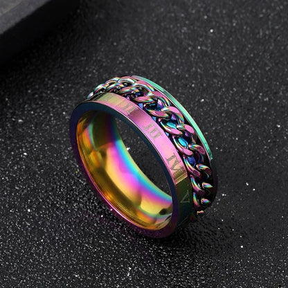 New Chain Rotatable Rings Spinner Chain Rotatable Couple Finger Rings for Women Man Punk Jewelry Bottle Opener Party Gift