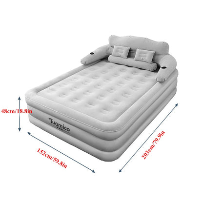 2 Persons Inflatable Mattress Indoor Outdoor Air Cushion 48cm High Bed Camping Folding Home Lazy Laying Soft Skin-friendly