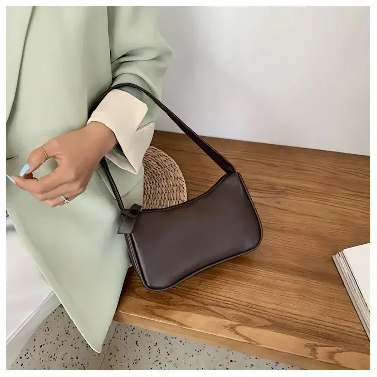 2024 Fashion Women New Shoulder Underarm Bags Casual Ladies Pure Color Small Purses Handbags Elegant PU Leather  Bags