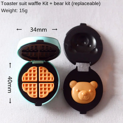 Mini Toaster Oven Waffle Crafts Kitchen Dollhouse Toy Gift for Kid Miniature Food Simulation Home Decor Living Room Decoration