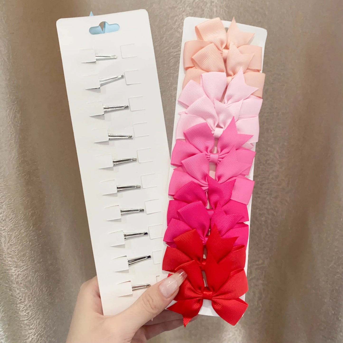 10pcs/set Solid Colors Grosgrain Ribbon Bows Clips Hairpin Girl's hair bows Boutique Hair Clip Headware Kids Hair Accessories