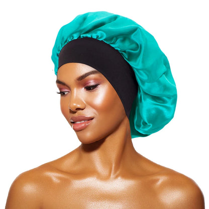 New Satin Sleeping Cap for Women Wide Elastic Band Shower Caps for Natural Long Curly Hair Bathroom Accessories