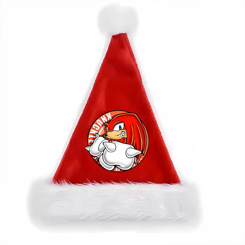 Sonics Anime Santa Hats Non-woven Fabric Red Xmas Cap Kids Adults Unisex Christmas Dress-up Party Decor Cosplay Child Party Gift