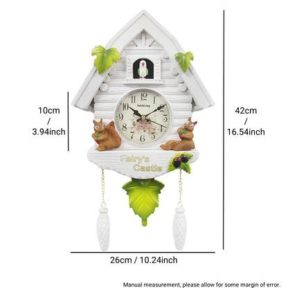 1pc Cuckoo Wall Clock, Natural Cuckoo Voices Daytime Hourly Chime, 24-hour Pendulum Leaf Quartz Clock, Wall Art, Home Decoration