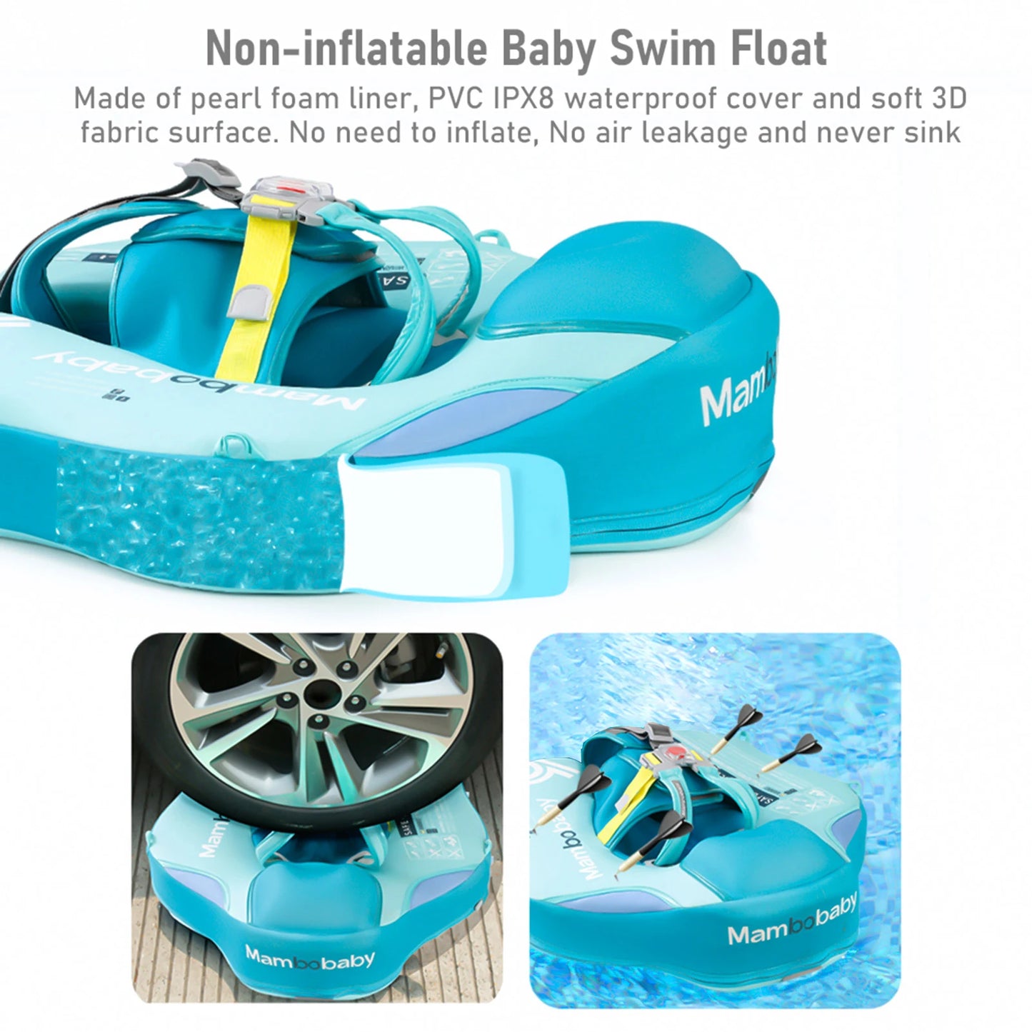 Mambobaby Float Dropshipping Non-Inflatable Baby Float with Canopy Waist Swimming Chest Floater with Tail Float Trainer