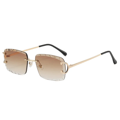 Square rimless glasses Trend metal high-grade men's and women's sunglasses street shot sunglasses