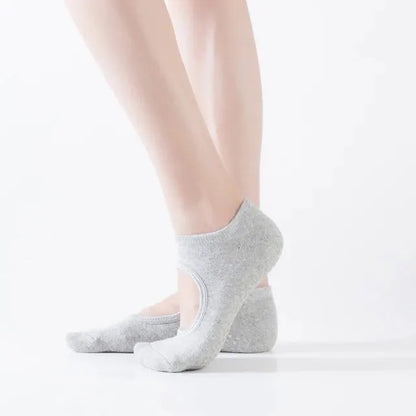 Backless Non-slip Fitness Yoga Socks Cotton Women Sport Pilates Socks Ballet Dance Slippers Barefoot Sock Workout for Gym