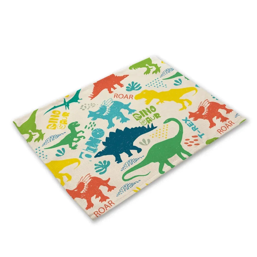 Cute Cartoon Dinosaur Place Mats mats For Children Kids Fabric Coaster Table Decoration Mat Kitchen Dining   Pads