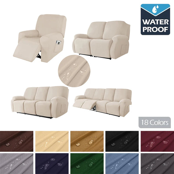 Waterproof Stretch Recliner Sofa Covers 1/2/3/4 Seats Solid Couch Covers Sofa SlipCover Protector Recliner Chair Covers For Home