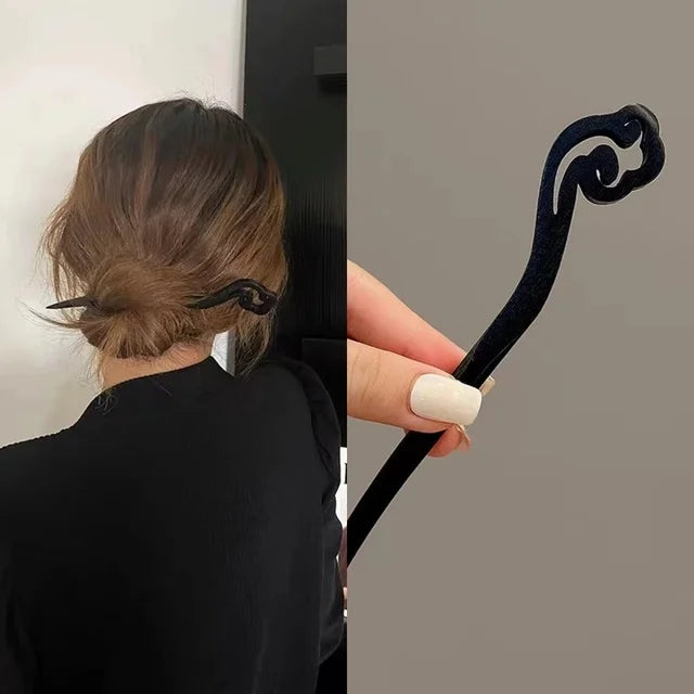 New Women Fashion Simple Black Wood Hairpin Adult Sweet Hairpins Female Hair Accessories Headwear