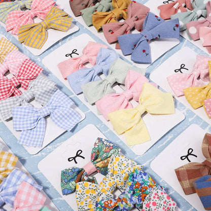 5Pcs/Set Hairpins for Kids Cute Plaid Print Star  Sweet Headband Hair Clips Children Girls Barrettes Fashion Bow Accessories