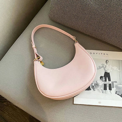 Women's Fashion Small Clutch Handbags Retro Solid Color PU Leather Shoulder Underarm Hobos Bag Casual Female Clutch Tote Purse