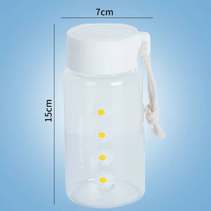 Small Daisy Frosted Plastic Mug, Portable Transparent Travel Tea Cup, Cute BPA-Free Water Bottle for Outdoor Use