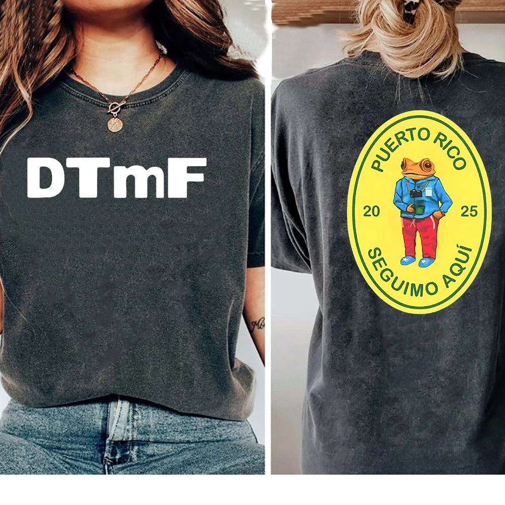 100% Cotton Tee Shirt BAD BUNNY 2025 New Album T Shirts DTMF Debí Tirar Más Fotos Men/women TShirt Oversize Mineral Wash Tops