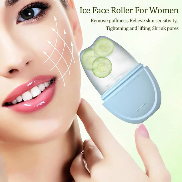 Ice Roller for Face and Eye, Ice Cube Roller Massager for Skin Women Care Tools,Reduce Migraine Pain,Massage Silicone Ice Mold