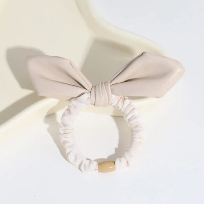 Korean New Leather Velvet Bow Elastic Bands Elegant Ponytail Hair Rope Hair Ties Headwear Girls Women Hair Accessories