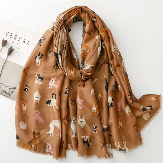 Women Lovely Cute Animal Dachsund Dog Pattern Viscose Shawls And Wraps Snood Pashmina Stole Bufandas Muslim Hijab Sjaal 180*85Cm