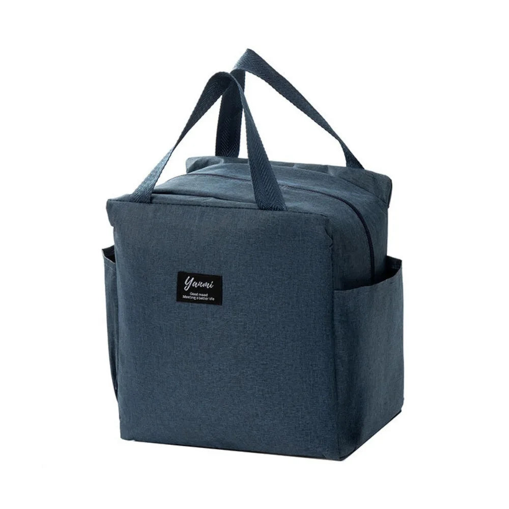 Double pockets Portable lunch bag lunch box insulated canvas tote bag school lunch portable dinner box picnic food storage