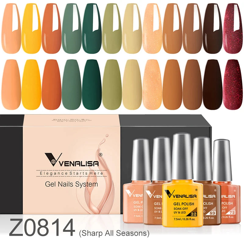 Venalisa Nail Gel Polish Kit Christmas Gift Winter Color Collection Semi Permanent New Learner Nude Pink Nail Varnish Set