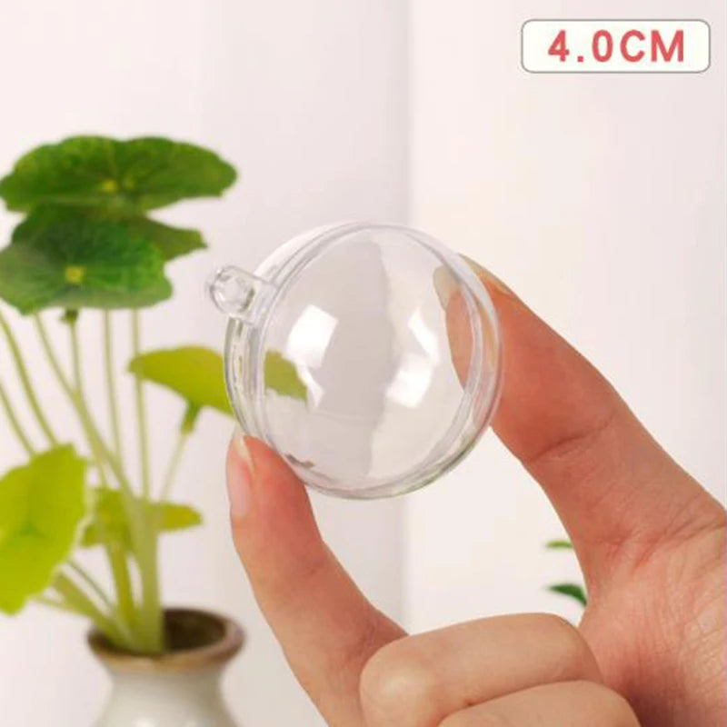 4-10cm Transparent Open Plastic Christmas Tree Pendant Home Decoration Ball Clear Bauble Ornament Gift Present Box Decoration