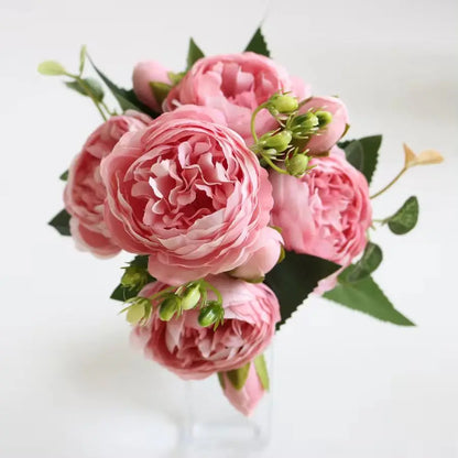 Artificial Flowers Peony Bouquet Silk Rose Vase for Home Decor Garden Wedding Decorative Fake Plants Christmas Garland Material