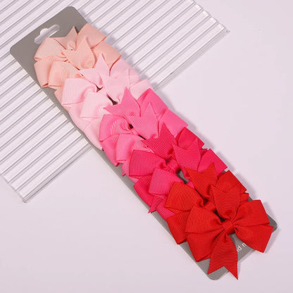 10pcs/set Solid Colors Grosgrain Ribbon Bows Clips Hairpin Girl's hair bows Boutique Hair Clip Headware Kids Hair Accessories