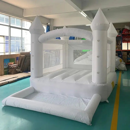 Inflatable Jumping Castle 5.6*3.3*3M White Bounce House For Kids Bouncy House White For Children With Blower Slide 5-8 Kids