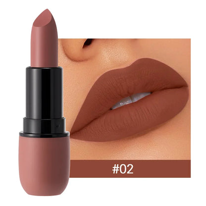 Nude Brown Matte Lipstick Makeup Waterproof Lasting Cosmetics Sexy Purple Red Velvet Lipsticks Tinted Non-stick Cup Lip Stick