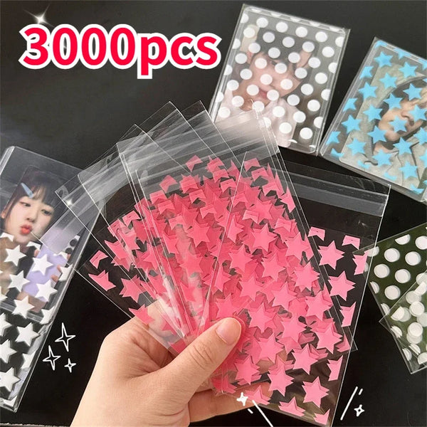 100/50pcs Transparent PE Star Jewelry Self-adhesive Bag Candy Card Holder Photo Animation Peripheral Storage Gift Bag Wholesale