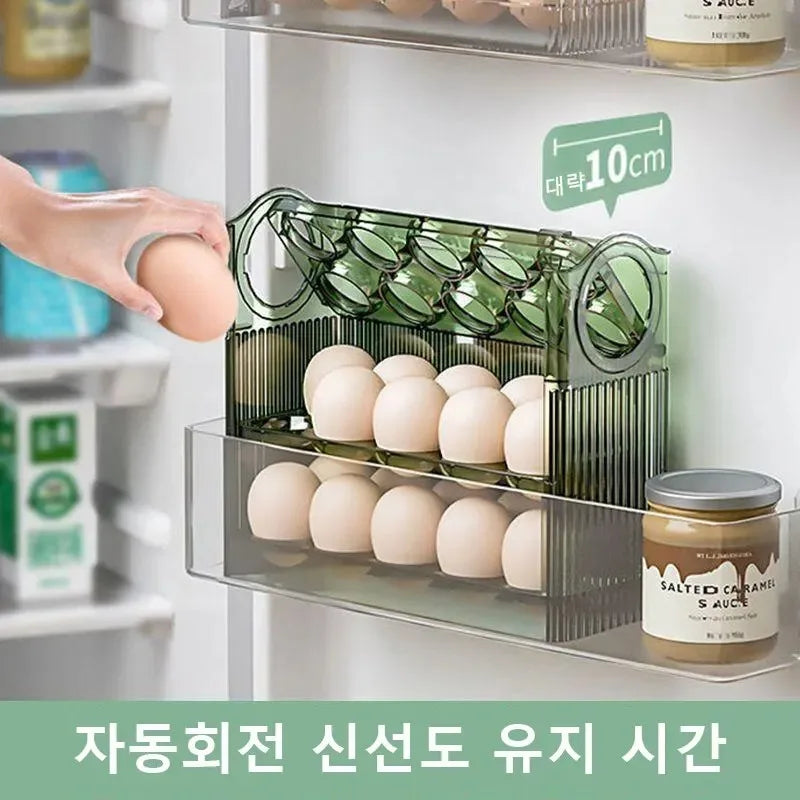 Kitchen Large Capacity Egg Fridge Storage Box - Portable Multi-Layer Egg Tray Organizer, Convenient Opening/Closing Egg Holder