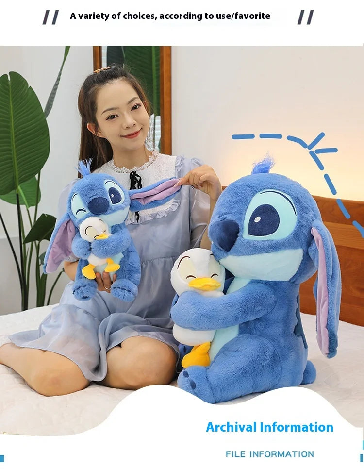 30/45cm Kawaii Plush Stitch Cartoon Hugs Donald Duck Stuffed Doll Children To Appease Sleeping Cartoon Collection Holiday Gifts