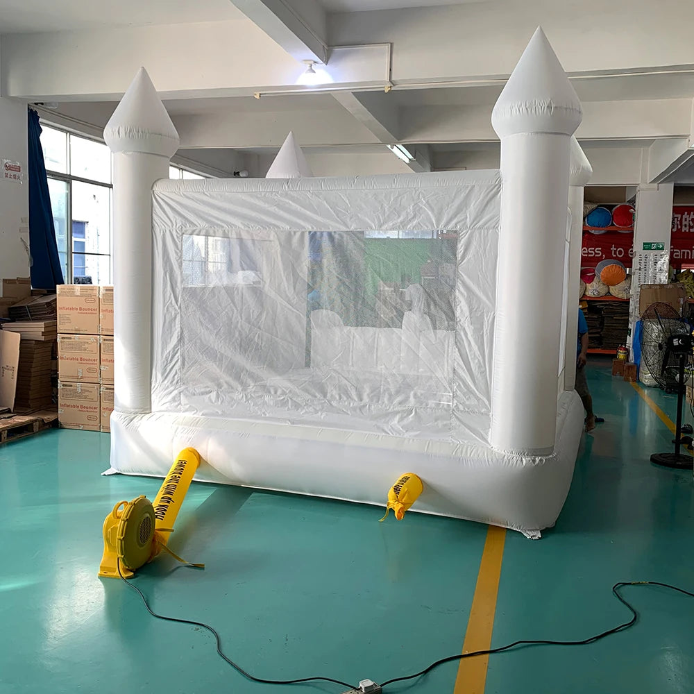 Inflatable Toys White Bounce House 5.6*3.3*3M Trampoline 33KG With Blower Jumping Castle Bouncy House For kids Wedding Toys