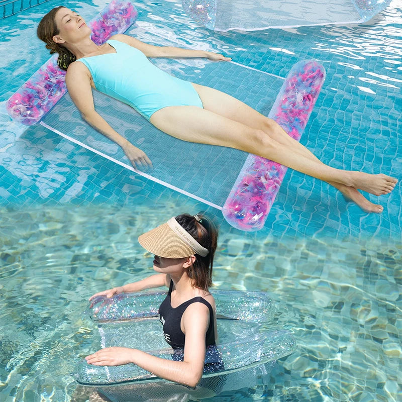 PVC Water Hammock Recliner Inflatable Floating Swimming Mattress Sea Swimming Ring Pool Party Toy Lounge Bed for Swimming