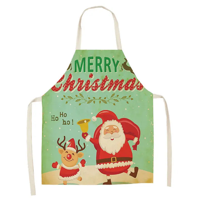 1Pcs Merry Christmas Apron for Woman Pinafore Cotton Linen Aprons 55x68cm Adult Bibs Kitchen Baking Cooking Accessories