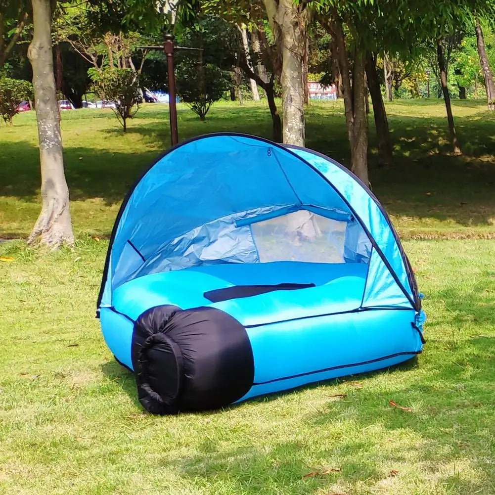 Inflatable Sofa with Canopy, Canopy Island Inflatable Lawn Bed, Camping Island with Sunshade, Inflatable Lazy Bed with Canopy