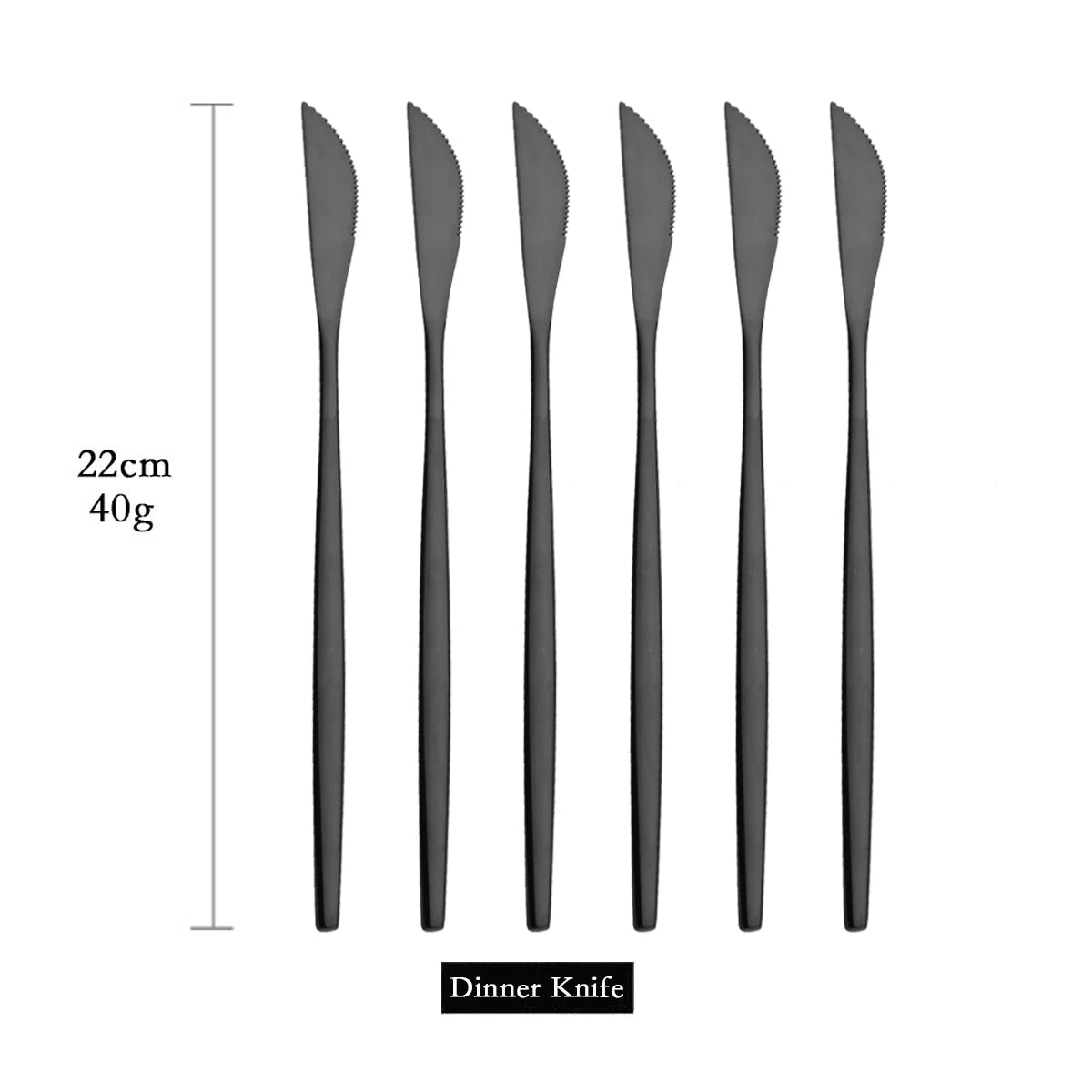 6Pcs Gold Dinner Knife Cutlery Set Mirror Knife Dinnerware Set Stainless Steel Sharp Knife Tableware Home Kitchen Flatware