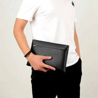 Large Capacity Leather Clutch Bag for Men, Luxury Handbag for Phone, Famous Brand Pouch for Boy, Wallet, Designer, 2024