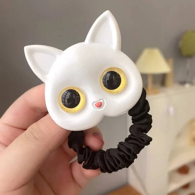 New Rabbit-Hair Ring Cute Fresh Rubber Band Cat Head Rope Rubber Band-Hair Ties Elastic Hair Bands Hair Accessories