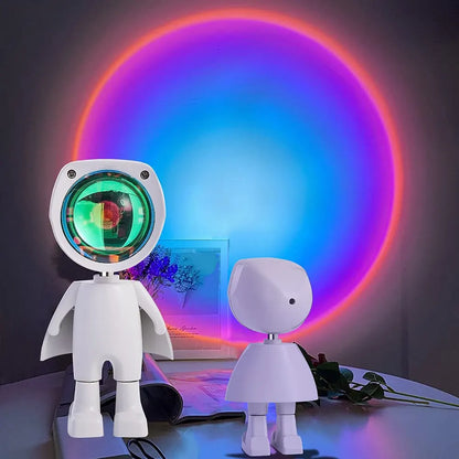 LED Astronaut Sunset Light Rainbow Projection Night Light USB Charging Touch Control for Bedroom and Game Room Decoration