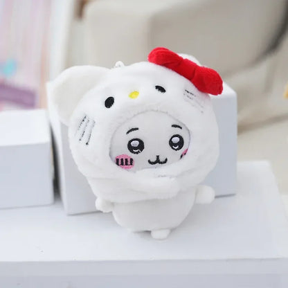 Chiikawa Sanrio's Cross-dressing Doll Hello Kitty Chiikawa Self-mocking Bear Keychain Pendant Decoration Children's Gift