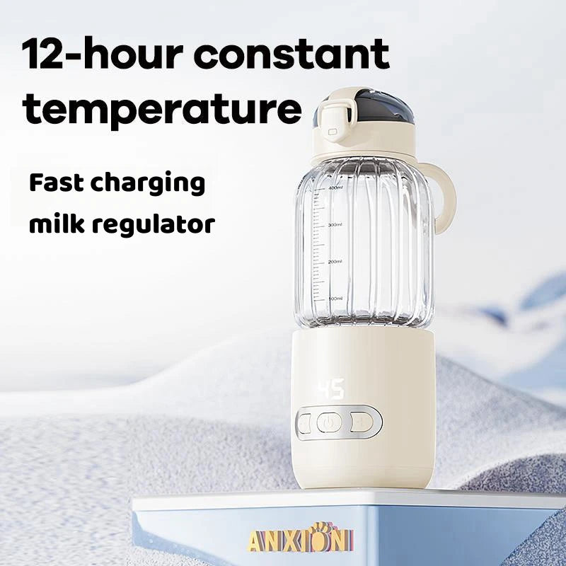 Portable Baby Bottle Warmer 400ML 15000mAh Formula Milk Fast Heating & USB Charging Camping Travel Electric Baby Bottle Heater