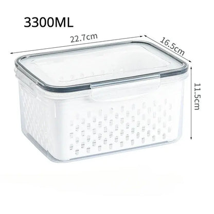 1/2/3pcs Refrigerator Storage Box Fridge Organizer Fresh Vegetable Fruit Drain Basket Storage Container Pantry Kitchen Organizer