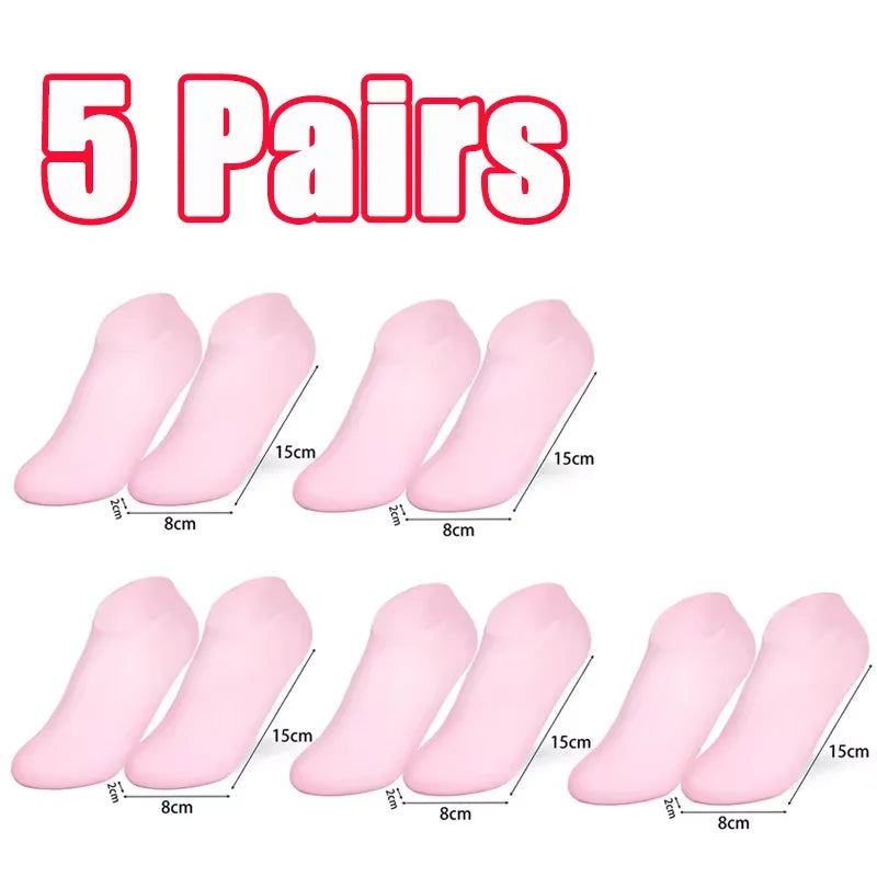 1-5Pairs Silicone Moisturizing Elastic Foot Socks DIY Spa Foot Masks Cracked Dead Skin Protector Reusable Pedicure Cares Tools