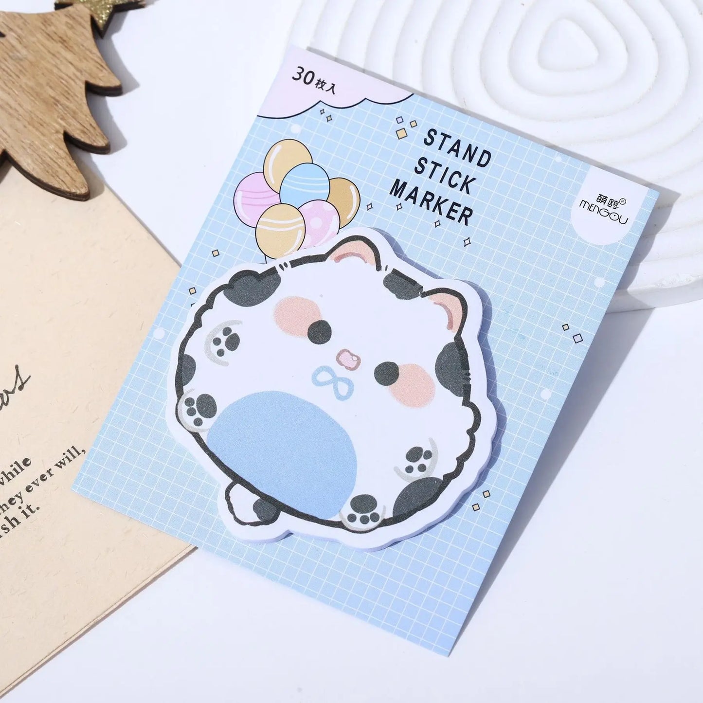 1 Piece Lytwtw's Adhesive Cute Cartoon Cat Notes Notepad Memo Pad Office School Supplies Stationery Sticker