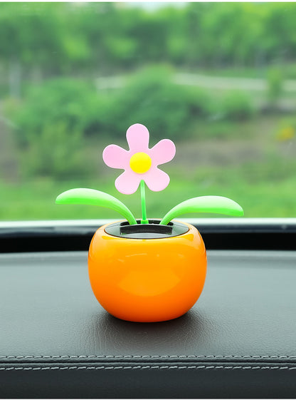 Solar Powered Automatic Swinging Sunflower Dancing Animated Flower Toy Car Interior Decorations Styling Home Decoration