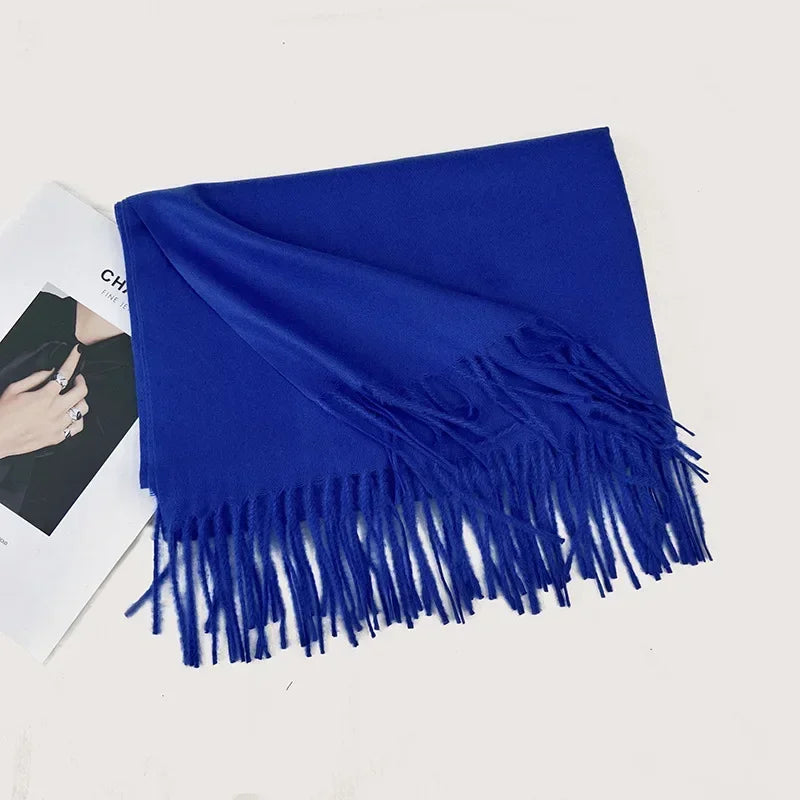 Solid Colors Cashmere Feel Scarfs for Women Winter Keep Warm Pashmina Scarfs Wraps Blanket Bufanda Women Scarves Stoles Foulard