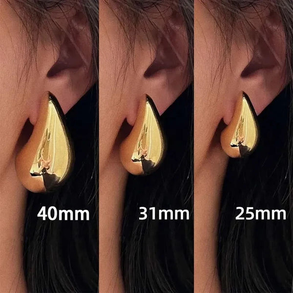 Vintage Gold Color Waterdrop Stud Earrings for Women Fashion Metal Glossy Thick Chunky Teardrop Earrings Jewelry Gifts