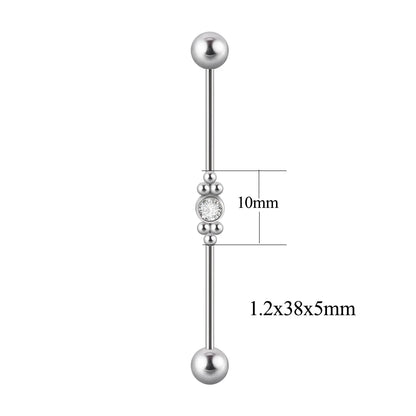 1PC Stainless Steel Industrial Barbell Long Bridge Micro Insert Zircon Earring Transversal Women Ear Piercing Jewelry 16G