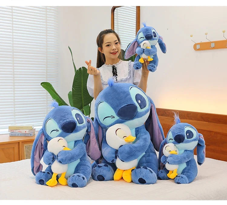 30/45cm Kawaii Plush Stitch Cartoon Hugs Donald Duck Stuffed Doll Children To Appease Sleeping Cartoon Collection Holiday Gifts